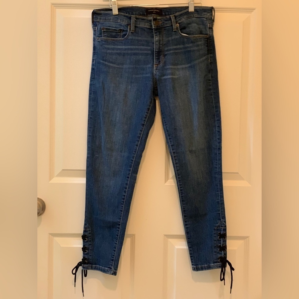 Banana Republic Dark Blue Lace-Up Skinny Ankle Jeans.        Size-8